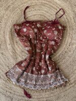 Rust Sequin Embroidered Spaghetti Strap Kurti - Image 4