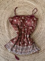 Rust Sequin Embroidered Spaghetti Strap Kurti - Image 3