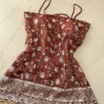 Rust Sequin Embroidered Spaghetti Strap Kurti