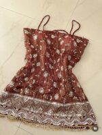 Rust Sequin Embroidered Spaghetti Strap Kurti
