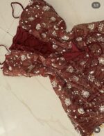 Rust Sequin Embroidered Spaghetti Strap Kurti - Image 2